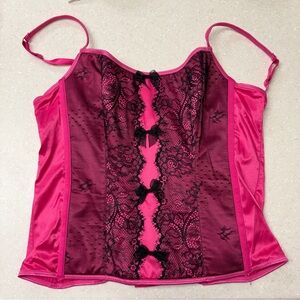 Victoria’s Secret Sexy Little Things Y2K Pink Bustier with Black Lace Size Large